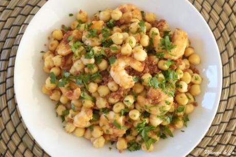 Crevettes piquantes aux pois chiches