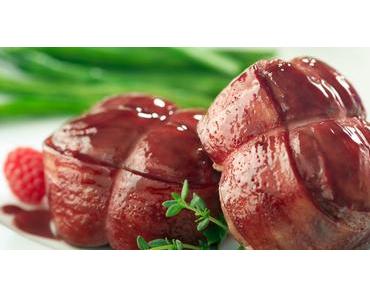 Tournedos de poulet, sauce porto et framboises