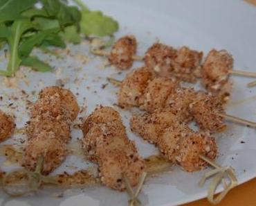 Brochettes de pétoncles aux noisettes