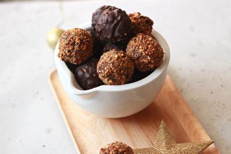 Truffes au chocolat et pralin de cacahuètes