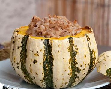 Courge patidou farcie au riz et à la châtaigne