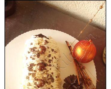 Bûche chantilly mascarpone vanillée et cerises