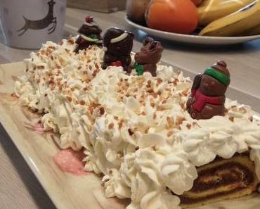 L'harmonie ! Bûche ganache chocolat huile essentielle de mandarine et sa ganache montée rhum / chocolat blanc !