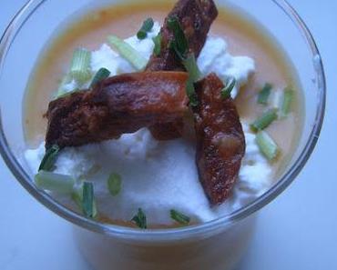 Velouté de potiron, crème fouettée et chorizo grillé. [Bataille Food #30]