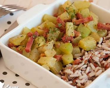 Poêlée de christophines aux lardons