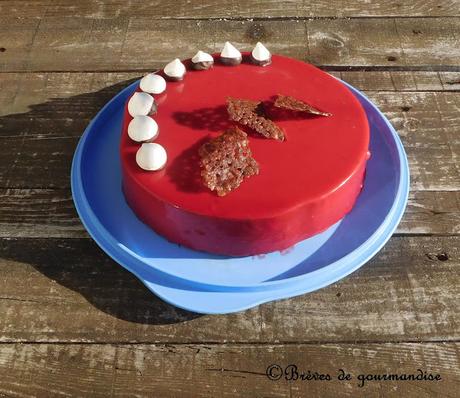 Entremets chocolat, cerise et panacotta vanille {Sans oeufs}