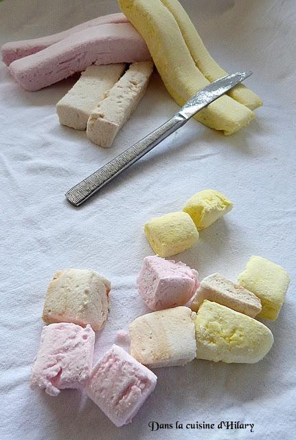 Guimauve maison aux trois parfums (vanille, framboise et citron) / Home-made marshmallows and its 3 flavors (vanilla, raspberry and lemon)