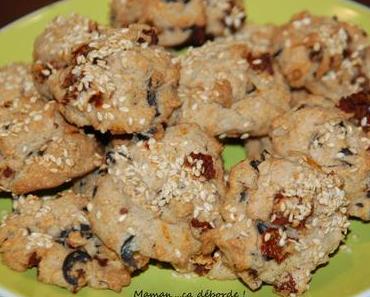 Cookies sarrasin, olives noires et tomates séchées