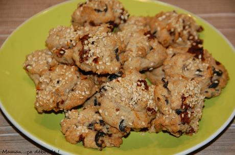 Cookies au sarrazin, olives noires et tomates sechées