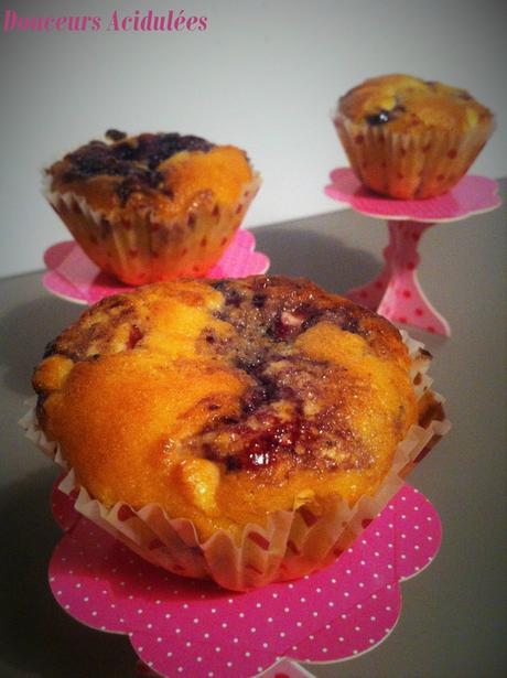 muffins choco blanc et framboise