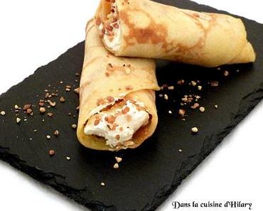 Crêpes roulés au caramel beurre salé, chantilly mascarpone et pralin croquant / Rolled-up crepe with its seasalted caramel, mascarpone Chantilly and crunchy praline