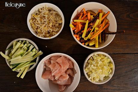 Wok de légumes et nouilles chinoises sauce Aigre Douce