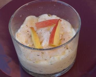 Crème de céleri, pomme et carpaccio de noix de saint-jacques