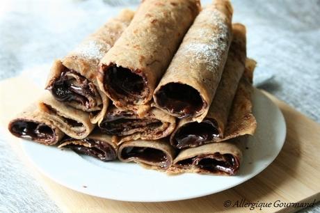 Crêpes à la châtaigne, sans oeufs, gluten, lait, fourrées au chocolat 2° recette