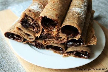 Crêpes à la châtaigne, sans oeufs, gluten, lait, fourrées au chocolat 2° recette