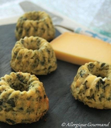 Mini-Kouglofs Salés Bio, aux épinards et Comté, sans oeufs, blé (gluten)