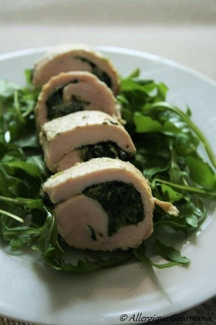 Escalopes de poulet farcies aux épinards-ricotta, sans oeufs, blé (gluten)