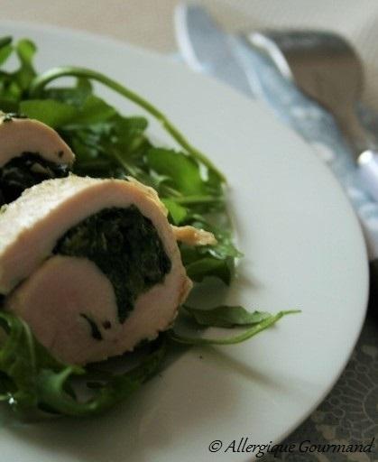 Escalopes de poulet farcies aux épinards-ricotta, sans oeufs, blé (gluten)