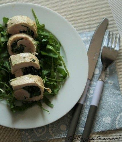 Escalopes de poulet farcies aux épinards-ricotta, sans oeufs, blé (gluten)