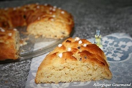 Brioche des rois, sans oeufs, gluten, fruits à coque ....