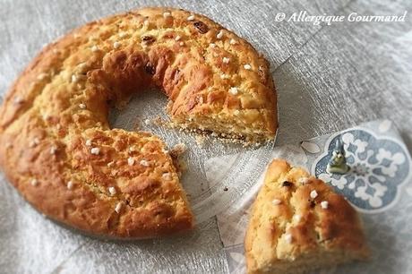 Brioche des rois, sans oeufs, gluten, fruits à coque ....