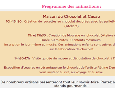 Fête du chocolat et des délices, le 6 mars 2016