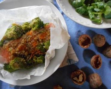 Papillotes de saumon aux zestes d’orange et aux noix