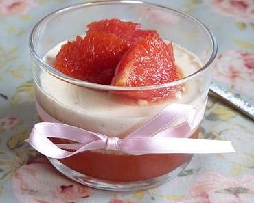 Panna cotta au pomélo en gelée et rôti / Panna cotta and its jelly and roasted grapefruit