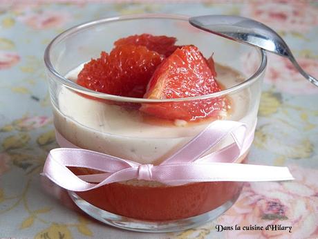 Panna cotta au pomélo en gelée et rôti / Panna cotta and its jelly and roasted grapefruit