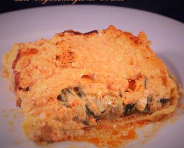 Lasagnes, courgettes, poivron, chèvre et chorizo