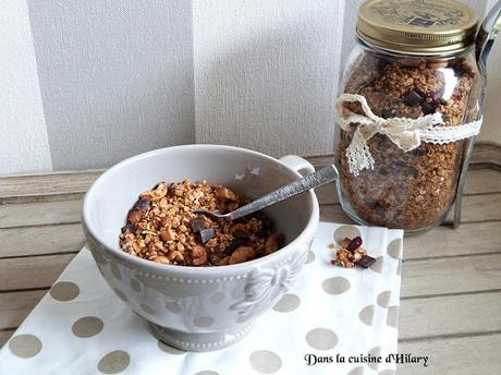 Granola maison au noix de cajou, chocolat et cranberries / Homemade cashew nuts, chocolate and cranberries granola