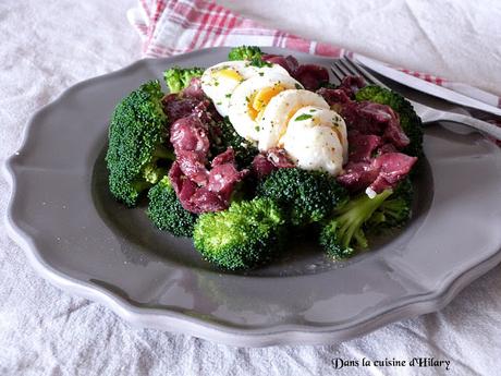 Salade tiède de brocolis aux gésiers de canard confits / Brocoli and duck gizzards warm salad