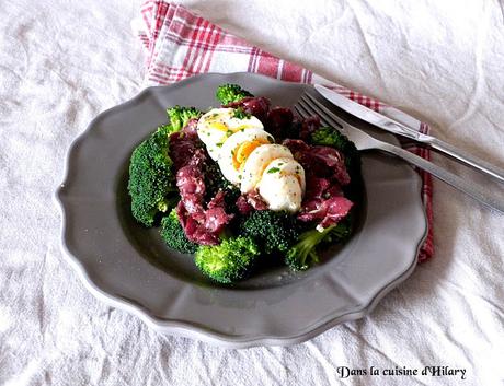 Salade tiède de brocolis aux gésiers de canard confits / Brocoli and duck gizzards warm salad