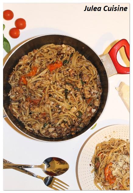 One Pot Pasta : Linguine tapenade, thon, tomates cerises