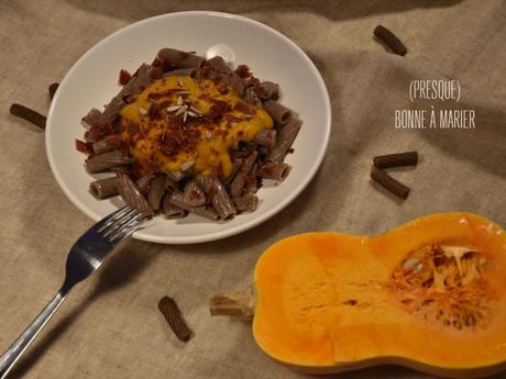 Tortiglioni de sarrasin au butternut, ras el hanout et crumble de serrano {Bataille Food #32}