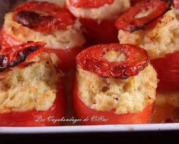 Tomates farcies aux pommes de terre, crevettes et cabillaud