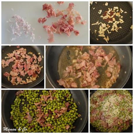 Gnocchis aux petits pois, jambon fumé et sauge