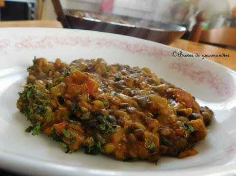 Dhal aux lentilles corail, lentilles vertes et pois cassés