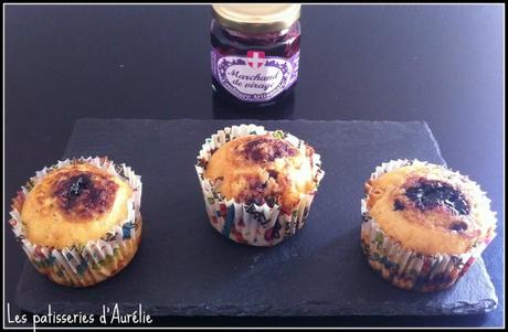 Muffins vanille cœur confiture myrtilles