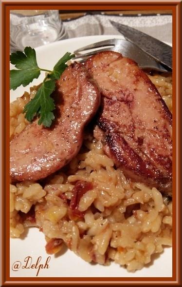 Escalopes de Foie gras et Risotto aux tomates séchées