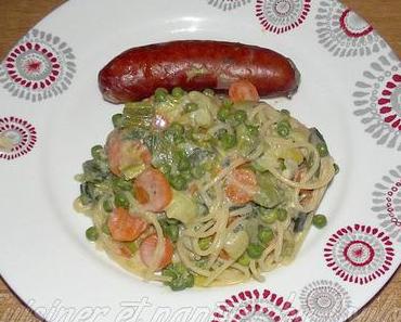 One pan pasta saucisses fumées légumes ricotta