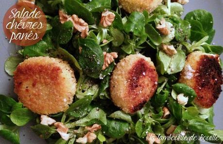 Salade express avec fromages de chèvre panés