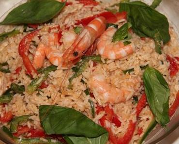 SALADE DE RIZ, CREVETTES ET POIVRONS