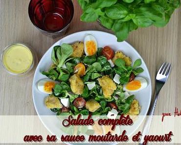 Salade complète avec une sauce yaourt et moutarde