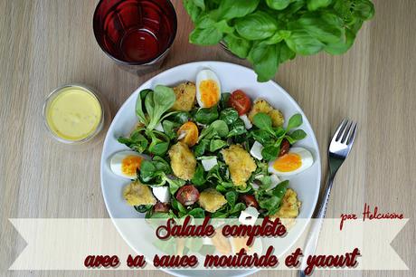 Salade complète avec une sauce yaourt et moutarde