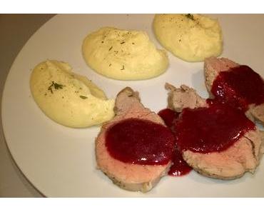 Filet mignon de veau à la framboise, mousseline de céleri-rave