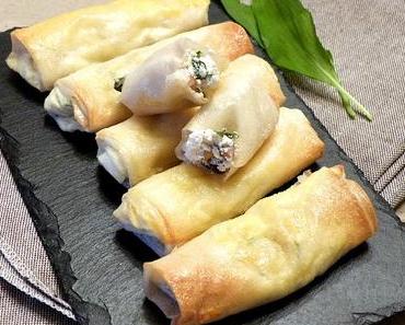 Brick au chèvre frais et à l'ail des ours / Fresh goat cheese and bear's garlic rolls