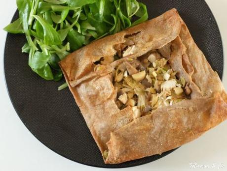 Galette de poireaux et poulet au curry