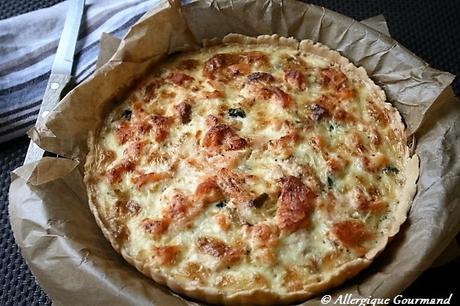 Tarte saumon, poireaux, épinards Bio, sans oeufs ni gluten.....