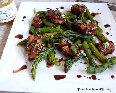 Saumon et asperges au caramel de miel et balsamique / Salmon and asparagus, balsamic and honey caramel